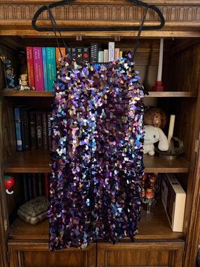 Forever 21 Sequin Mini Dress Purple Teal Iridescent Party Club Size L NWT